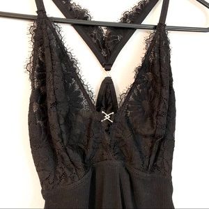 Black lace racer back bodysuit